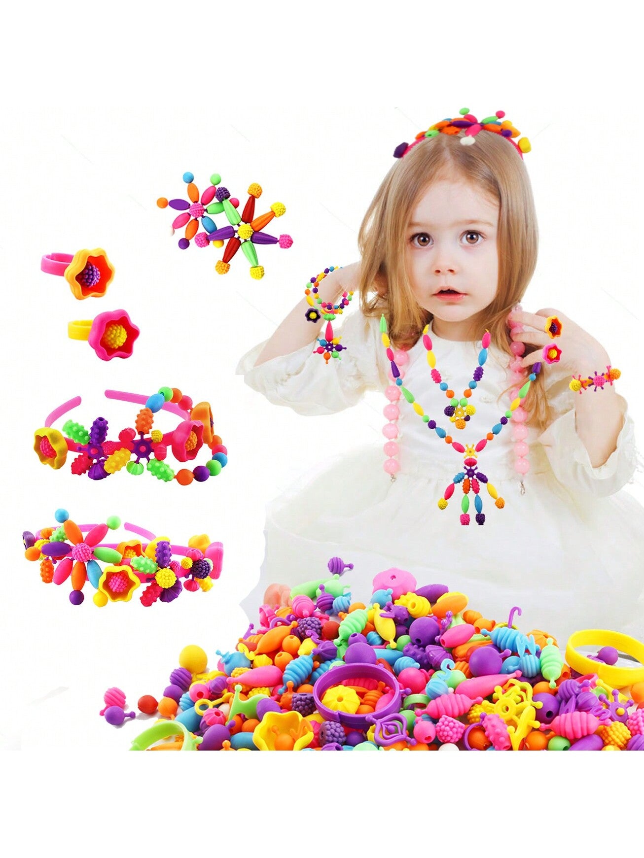 Snap Pop Beads for Kids Jewelry Making - Kids Crafts for Kids Ages 4-8, 6-8,  Arts and Crafts Supplies, Kids Toys for Girls 3 4 5 6 7 8 9 Year Old Girl  Birthday Gifts Ideas